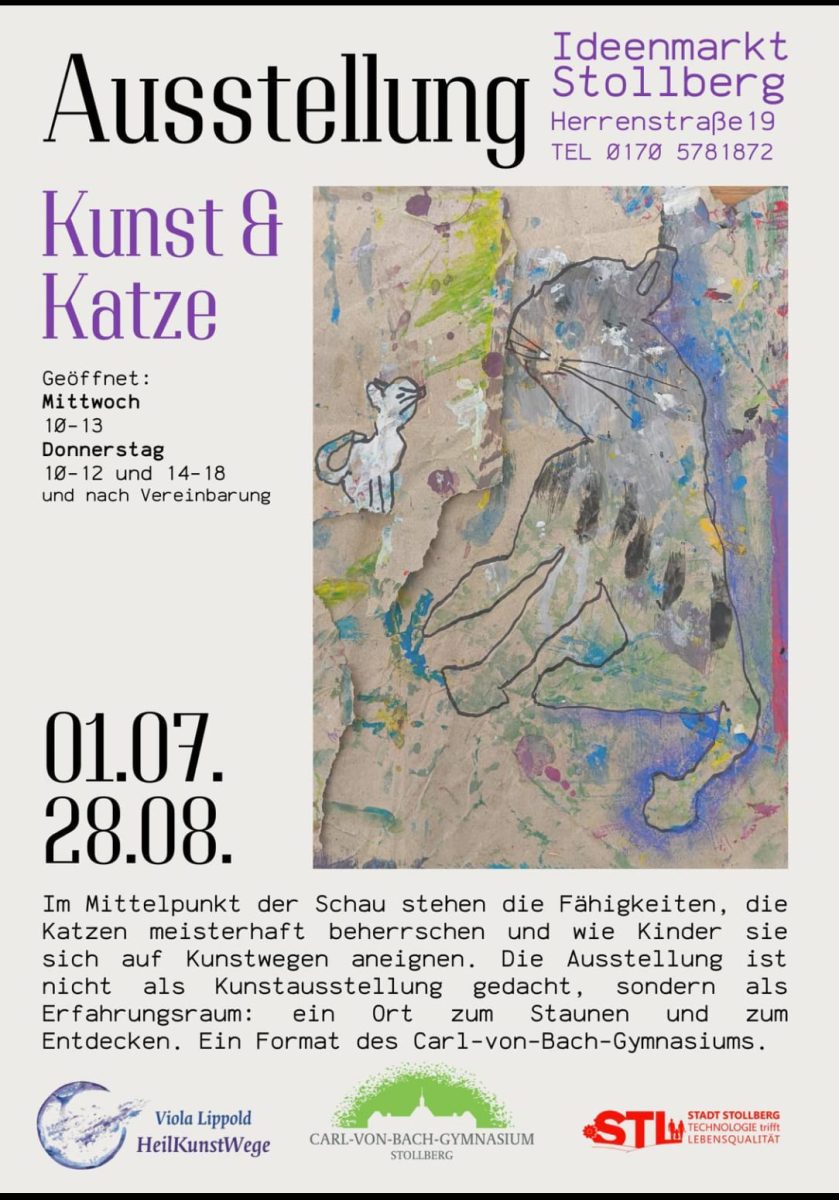 Ausstellungsplakat: vom 1.7. bis 28.8. kann die Ausstellung im Ideenmarkt Stollberg, in der Herrenstraße 19 besucht werden. Öffnungszeiten: Mittwoch 10-13 Uhr und Donnerstag 10-12 Uhr sowie 14-18 Uhr.